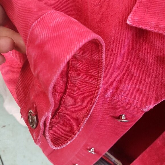 HIGH STATE Womens Vintage RED Denim Jacket Button Up LARGE MADE CANADA - Picture 7 of 10